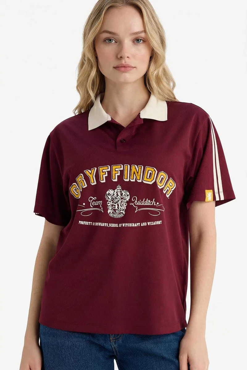 ديفاكتو Harry Potter Polo Collar Printed Oversize T-Shirt