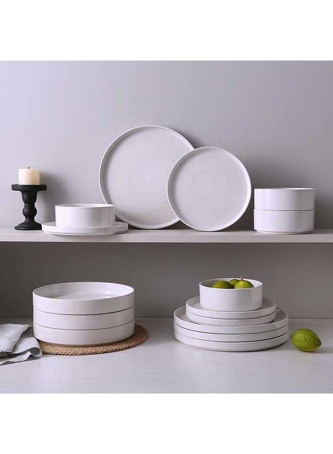Famiware Nebula 16 Piece Stoneware Dinnerware Set, Set for 4, Scratch Resistant, Microwave & Dishwasher Safe, White with Colorful Speckles  - Image 3