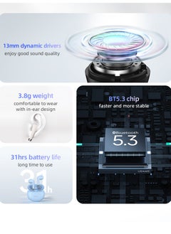 Usams Wireless Earphones with 13mm Drivers For Big Bass. Bluetooth 5.3 Headphones with HD Calls, Dual Mic, Dual Mode Gaming Headset, Smart Touch control, and 31-Hour Playtime.  - Image 3