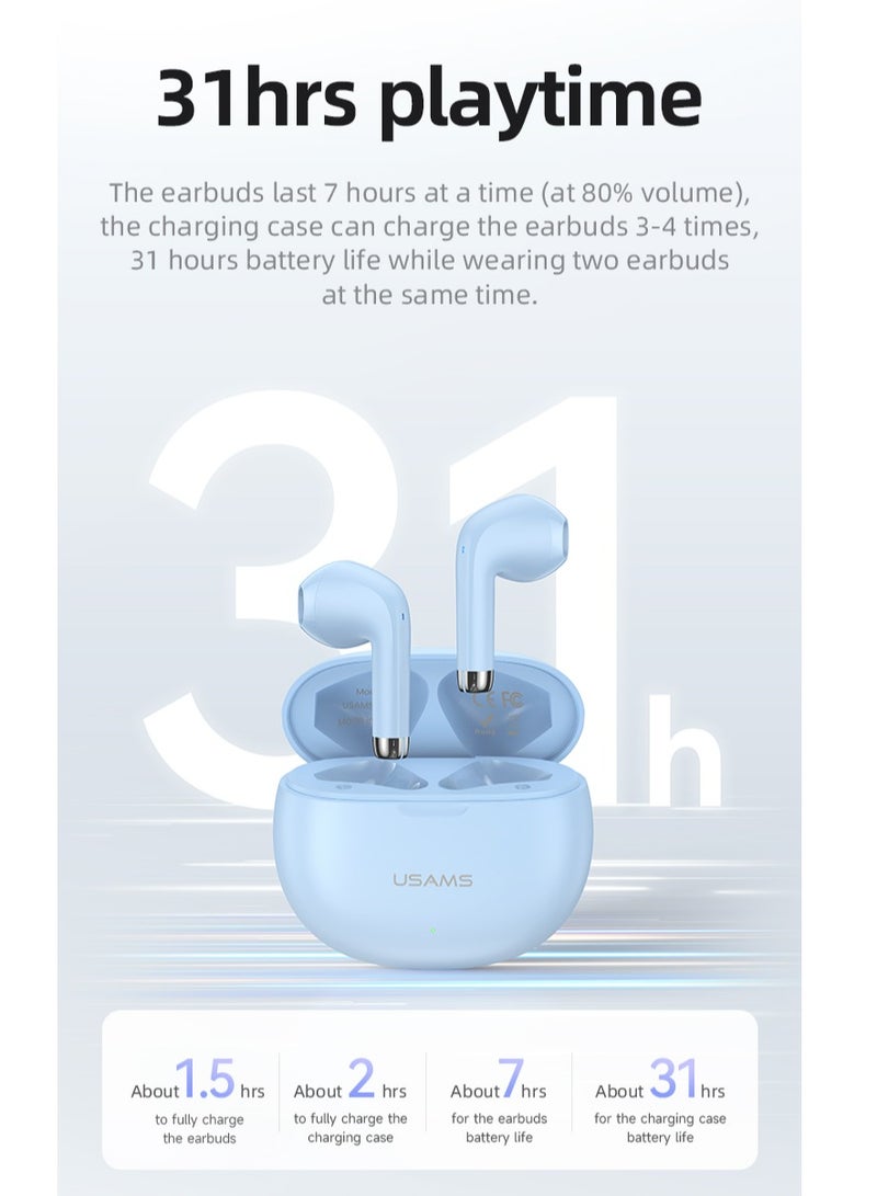 أوسامس سماعات أذن لاسلكية مزودة بمحركات مقاس 13 مم لصوت الجهير الكبير. سماعات رأس بلوتوث 5.3 مع مكالمات عالية الدقة، وميكروفون مزدوج، وسماعة ألعاب ذات وضع مزدوج، وتحكم ذكي باللمس، ووقت تشغيل لمدة 31 ساعة. - Image 4