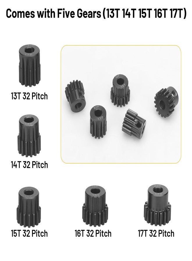 daitoku 32P 5mm Pinion Motor Gear Sets, daitoku 5PCS RC Pinion Gears 13T 14T 15T 16T 17T for HPI Kyosho Losi Axial Tamiya 1/8 1/10 RC Car - Image 5