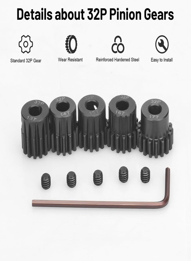 daitoku 32P 5mm Pinion Motor Gear Sets, daitoku 5PCS RC Pinion Gears 13T 14T 15T 16T 17T for HPI Kyosho Losi Axial Tamiya 1/8 1/10 RC Car - Image 2