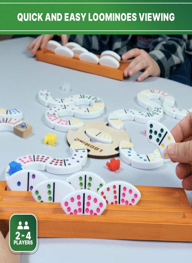 Queensell Loomino Holders - Curved Domino Racks Set of 4 - Loomino Mexican Train Game Accessories - Wooden Domino Trays - Image 5