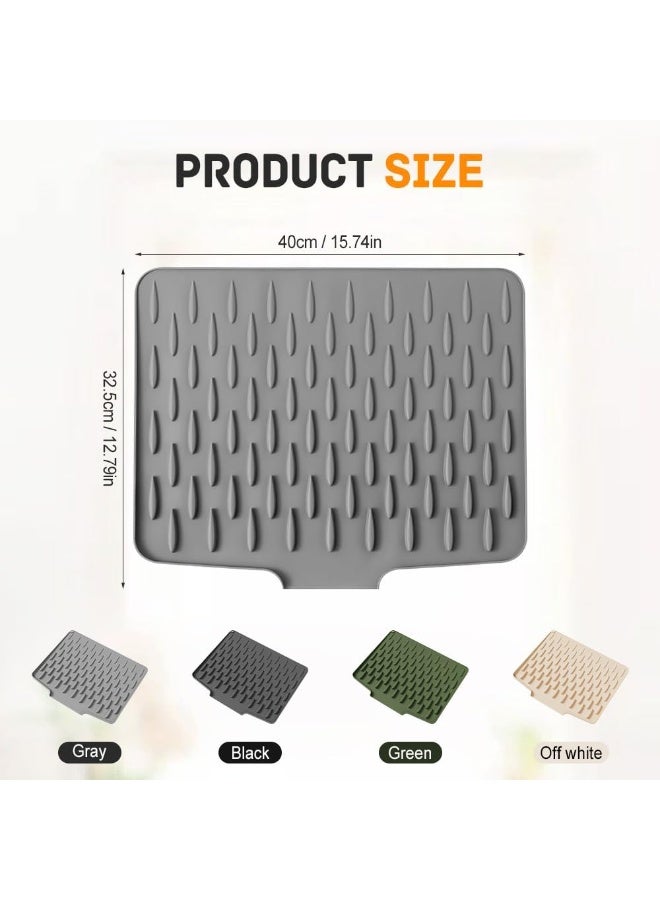 CMGTYYD Large Size Silicone Dish Drying Mat, Silicone Drying Mat for Dishes Fruit Non-Slip Kitchen Sink Drainer Heat-Resistant Counter Protector 40x32.5cm (Grey, 40 x 32.5 cm) - Image 2