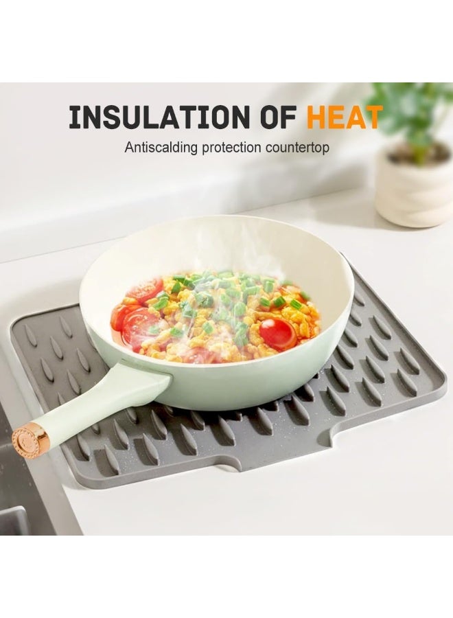 CMGTYYD Large Size Silicone Dish Drying Mat, Silicone Drying Mat for Dishes Fruit Non-Slip Kitchen Sink Drainer Heat-Resistant Counter Protector 40x32.5cm (Grey, 40 x 32.5 cm) - Image 5