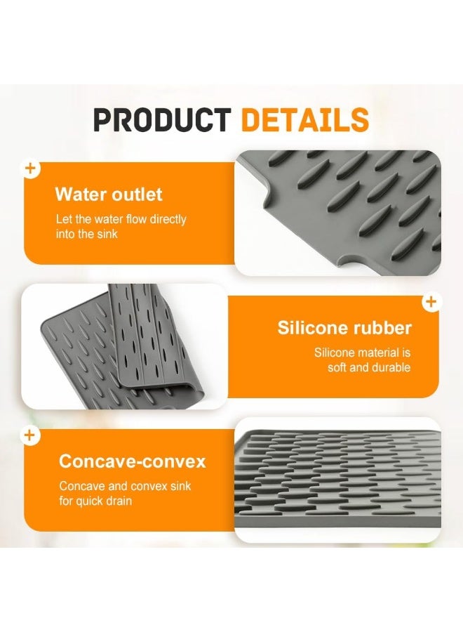 CMGTYYD Large Size Silicone Dish Drying Mat, Silicone Drying Mat for Dishes Fruit Non-Slip Kitchen Sink Drainer Heat-Resistant Counter Protector 40x32.5cm (Grey, 40 x 32.5 cm) - Image 4