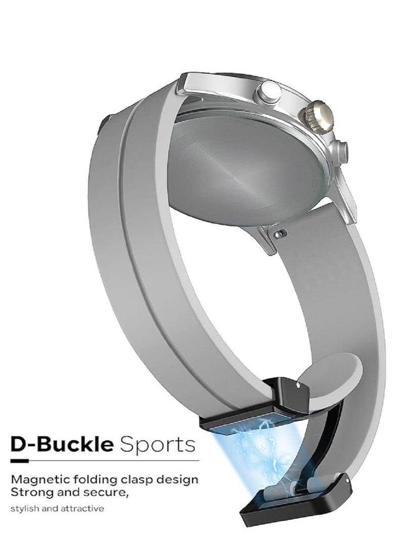 22MM Straps Compatible with Huawei Watch GT5(46MM)/GT4(46MM)/GT3(46MM)/GT3 Pro(46MM)/GT2(46MM)/GT2e(46MM)/GT/GT Runner Huawei Watch 4/4 Pro/3/3 Pro Honor Watch 4 Pro/GS3/Magic Watch 2 Soft Silicone Band With Magnetic Buckle for Men Women Light Grey - Image 5