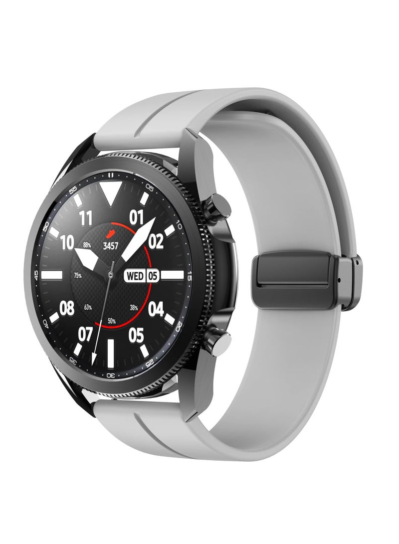 22MM Straps Compatible with Huawei Watch GT5(46MM)/GT4(46MM)/GT3(46MM)/GT3 Pro(46MM)/GT2(46MM)/GT2e(46MM)/GT/GT Runner Huawei Watch 4/4 Pro/3/3 Pro Honor Watch 4 Pro/GS3/Magic Watch 2 Soft Silicone Band With Magnetic Buckle for Men Women Light Grey - Image 1