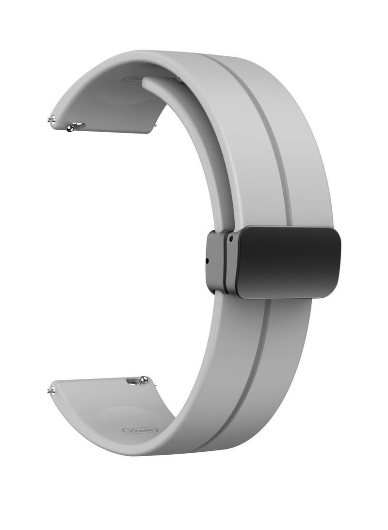 22MM Straps Compatible with Huawei Watch GT5(46MM)/GT4(46MM)/GT3(46MM)/GT3 Pro(46MM)/GT2(46MM)/GT2e(46MM)/GT/GT Runner Huawei Watch 4/4 Pro/3/3 Pro Honor Watch 4 Pro/GS3/Magic Watch 2 Soft Silicone Band With Magnetic Buckle for Men Women Light Grey - Image 2