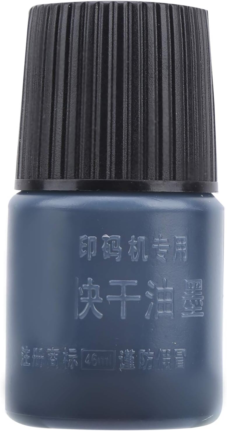 حبر سريع الجفاف للطابعة النافثة للحبر المحمولة، 46 مل حبر أسود، 12 زجاجة - يجف في 5 ثوانٍ، مثالي للأسطح البلاستيكية والمعدنية والزجاجية والورقية والخشبية. - Image 1