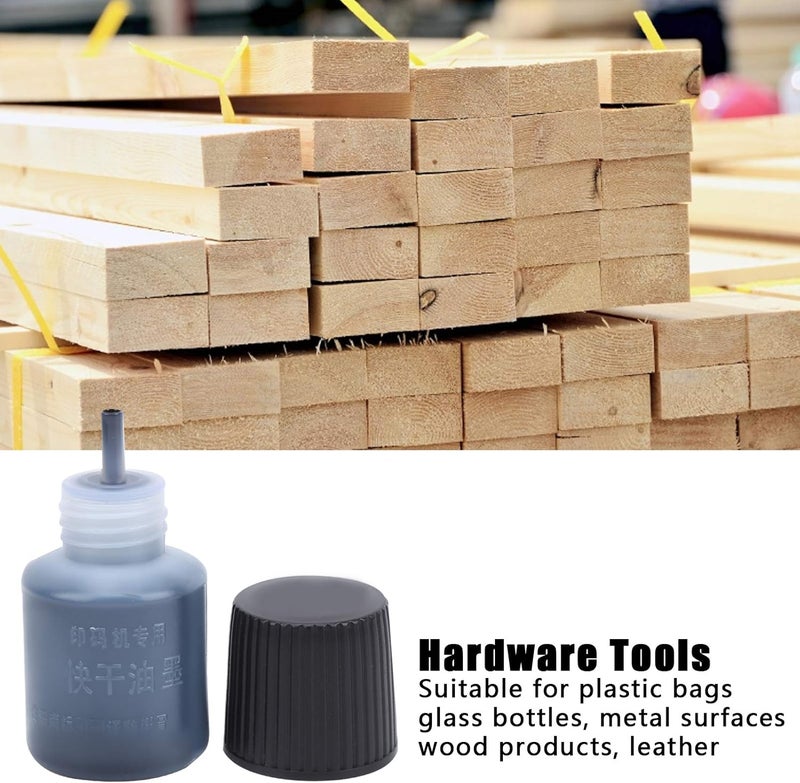 حبر سريع الجفاف للطابعة النافثة للحبر المحمولة، 46 مل حبر أسود، 12 زجاجة - يجف في 5 ثوانٍ، مثالي للأسطح البلاستيكية والمعدنية والزجاجية والورقية والخشبية. - Image 4