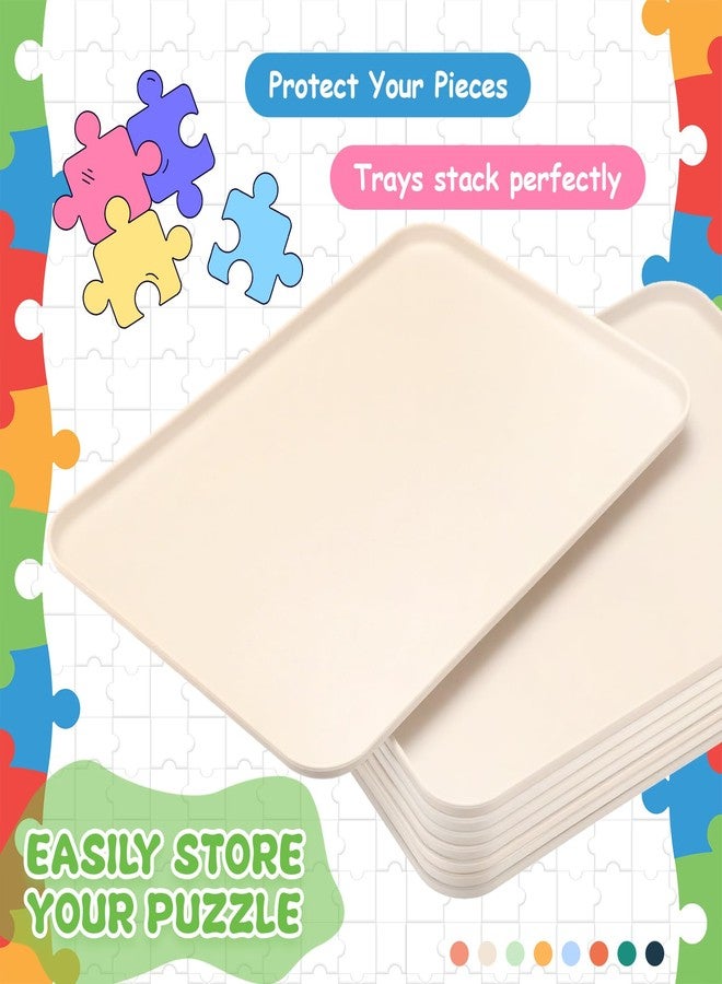 LOYIM 8 Pcs 15'' x 10.5' Extra Large Puzzle Sorting Trays Stackable Puzzle Trays for Sorting Piece Sorter Jigsaw Storage Accessory for 2000/3000/5000/6000 Pieces(Beige) - Image 4