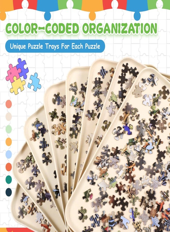 LOYIM 8 Pcs 15'' x 10.5' Extra Large Puzzle Sorting Trays Stackable Puzzle Trays for Sorting Piece Sorter Jigsaw Storage Accessory for 2000/3000/5000/6000 Pieces(Beige) - Image 5