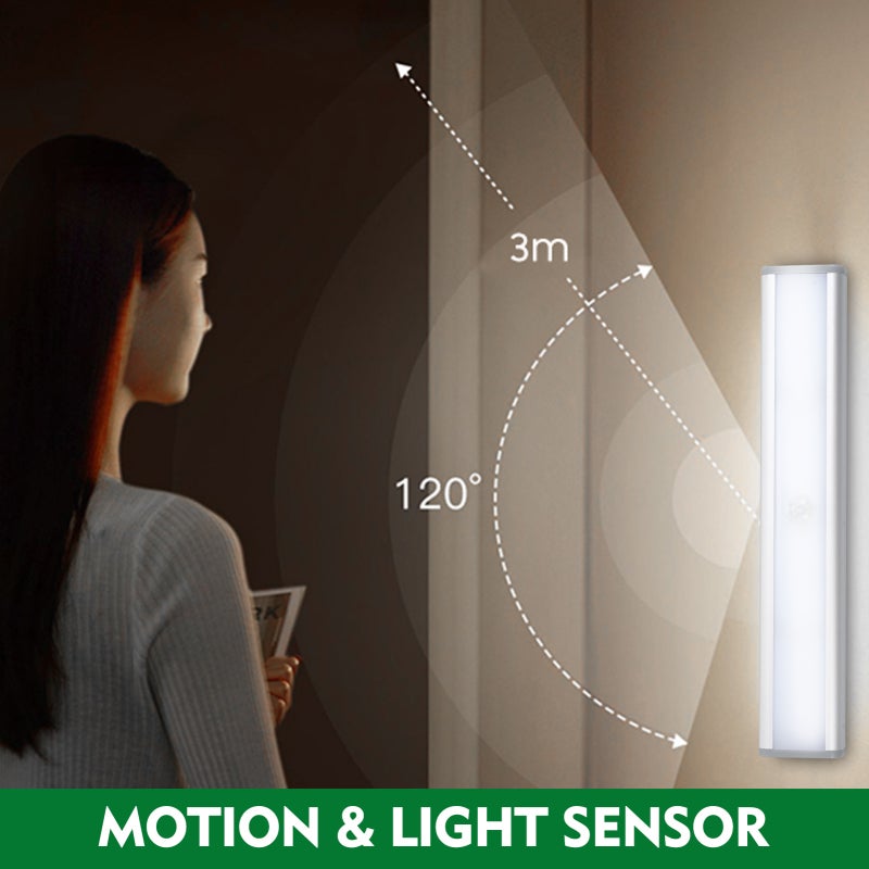 شريط إضاءة LED بمستشعر الحركة: لون أبيض، 46 حبة LED، إضاءة فائقة خالية من الوهج - اكتشاف حركة PIR، نطاق 3 متر، بطارية قابلة لإعادة الشحن عبر USB سعة 600 مللي أمبير للسيارات السكنية، المركبات الخالية من المقاعد، تحت الأرفف والمساحات المنزلية - Image 3