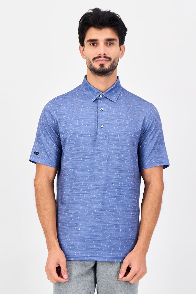 Greg Norman Men Sportswear Fit Short Sleeves Training Polo Shirt, Blue - Image 1
