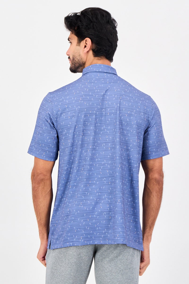 Greg Norman Men Sportswear Fit Short Sleeves Training Polo Shirt, Blue - Image 4