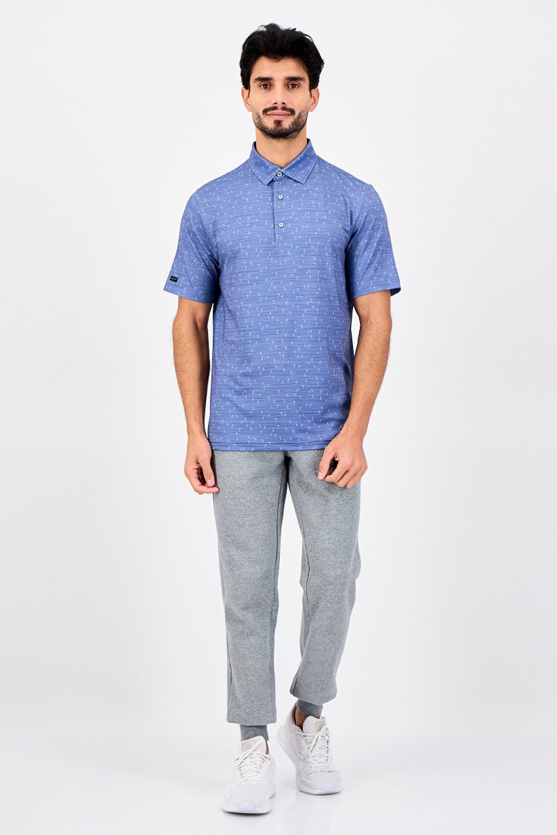 Greg Norman Men Sportswear Fit Short Sleeves Training Polo Shirt, Blue - Image 2