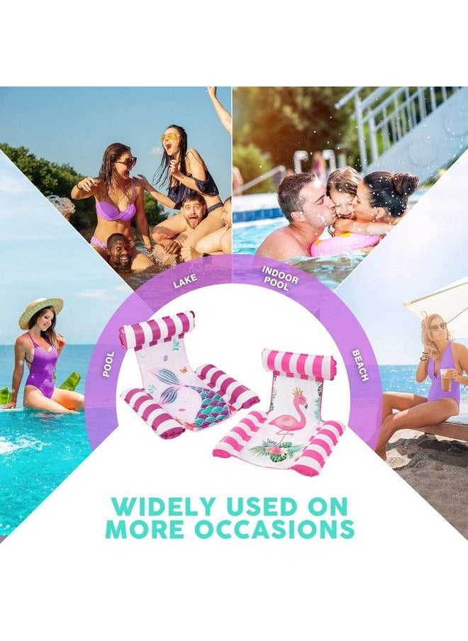 Wernnsai - Water Hammock Lounger 2 Packs Pool Float For Adults Inflatable Swimming Pool Hammock Floaties Multi Purpose Pool Floating Lounge Bed For Summer Outdoor Pool Beach Lake (Flamingo & Mermaid) - Image 1
