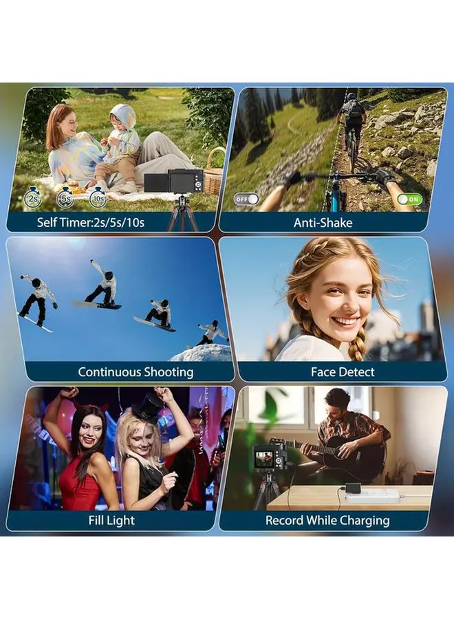 4K Digital Camera 50MP Vlogging Camera With 16x Zoom 2 8 Inch Flip Screen Black - Image 5