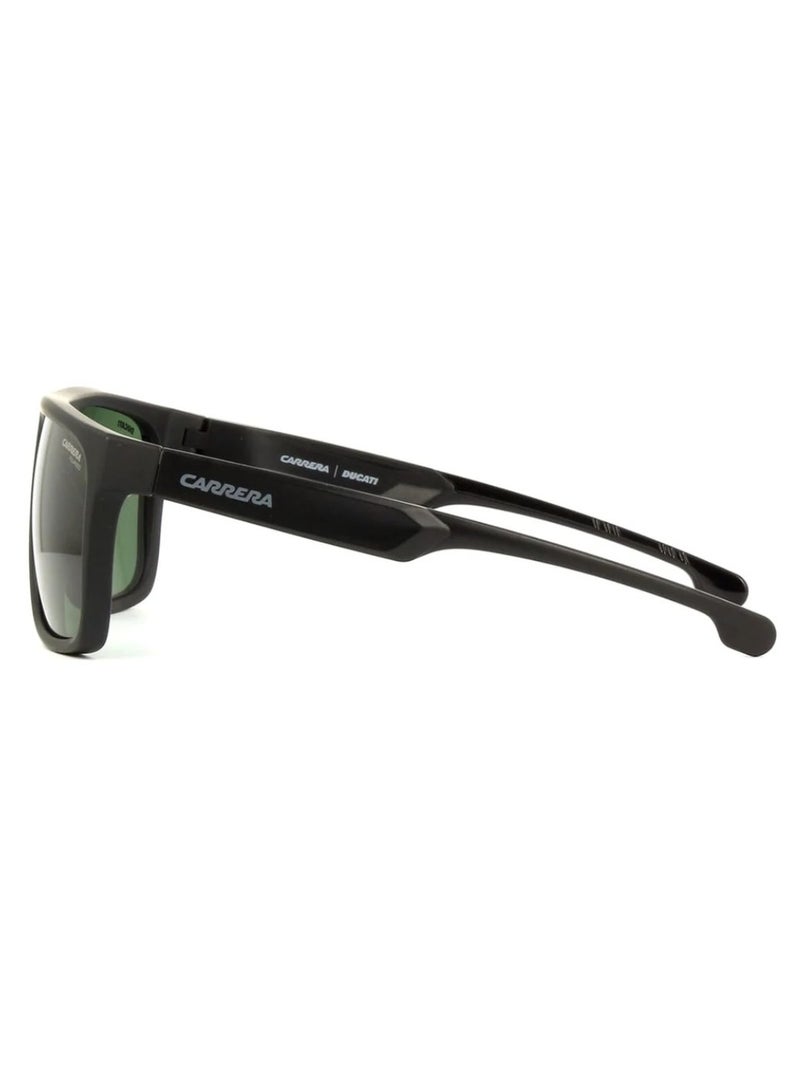 Carrera x Ducati Carrera Ducati CARDUC 011/S Men’s Rectangular Sunglasses – 61 mm Matte Black Frame – Green Polarized Lens  - Image 3