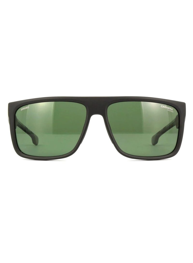 Carrera x Ducati Carrera Ducati CARDUC 011/S Men’s Rectangular Sunglasses – 61 mm Matte Black Frame – Green Polarized Lens  - Image 2