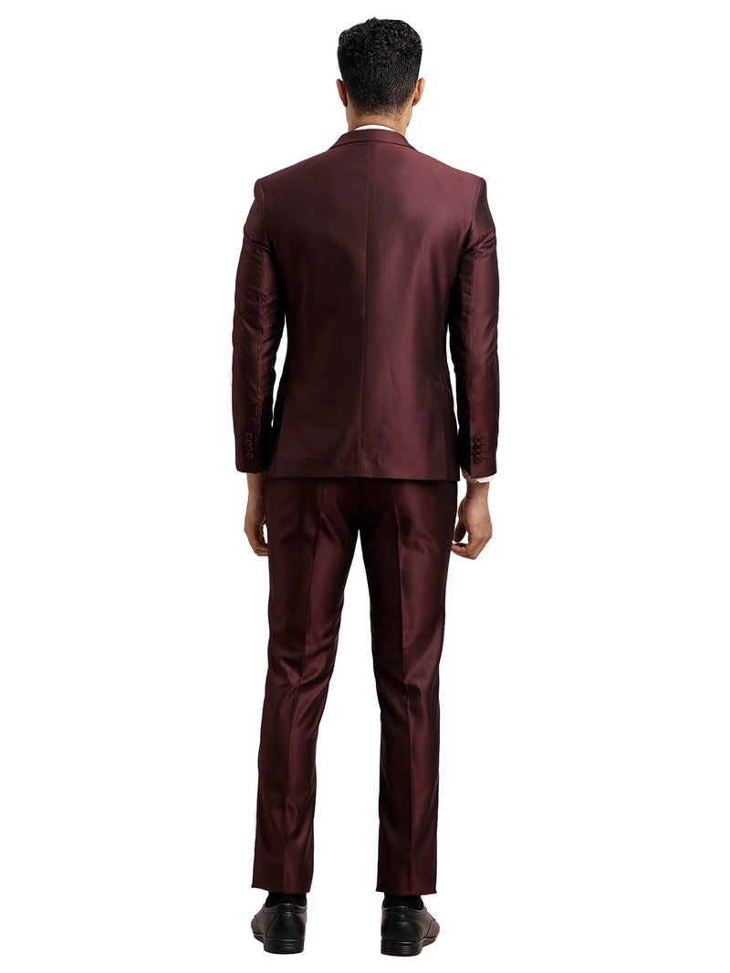 Turtle Men Poly-Viscose Dobby Print Full Sleeve Three Piece Party Suit Brown - Image 2