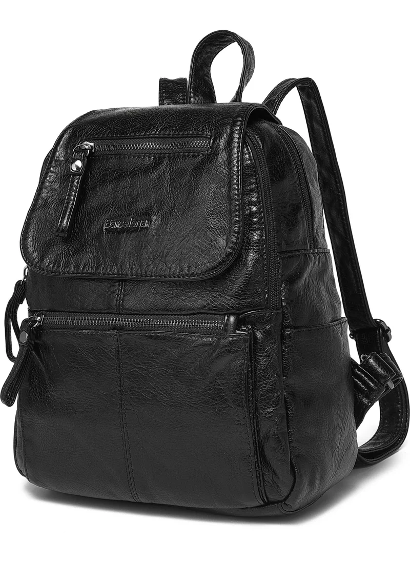 برشلونة Wash Leather Medium Women's Backpack 21-K 1675-2