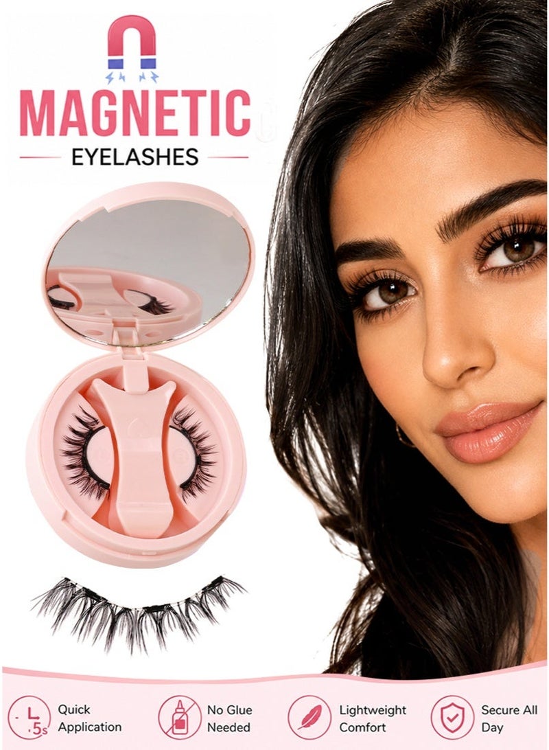 BY SABRINA Magnetic false eyelash set, reusable eyelashes with strong magnets, no need for glue, waterproof, easy to use, quick to wear, completed in 3 seconds, creating a natural makeup look, and lightweight eyelashes - Image 1