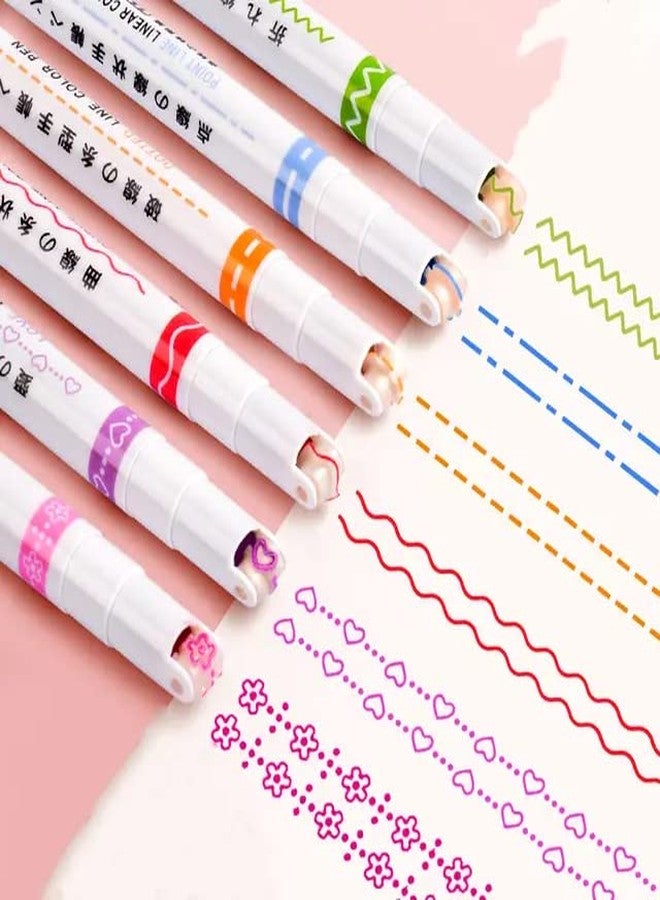 APCATIO Linear Roller Color Pens Highlighters With 6 Different Curve Shapes,Curve Highlighter Pen Set,Graffiti Pen Art Pen Markers Set,Multi-coloured - Image 1