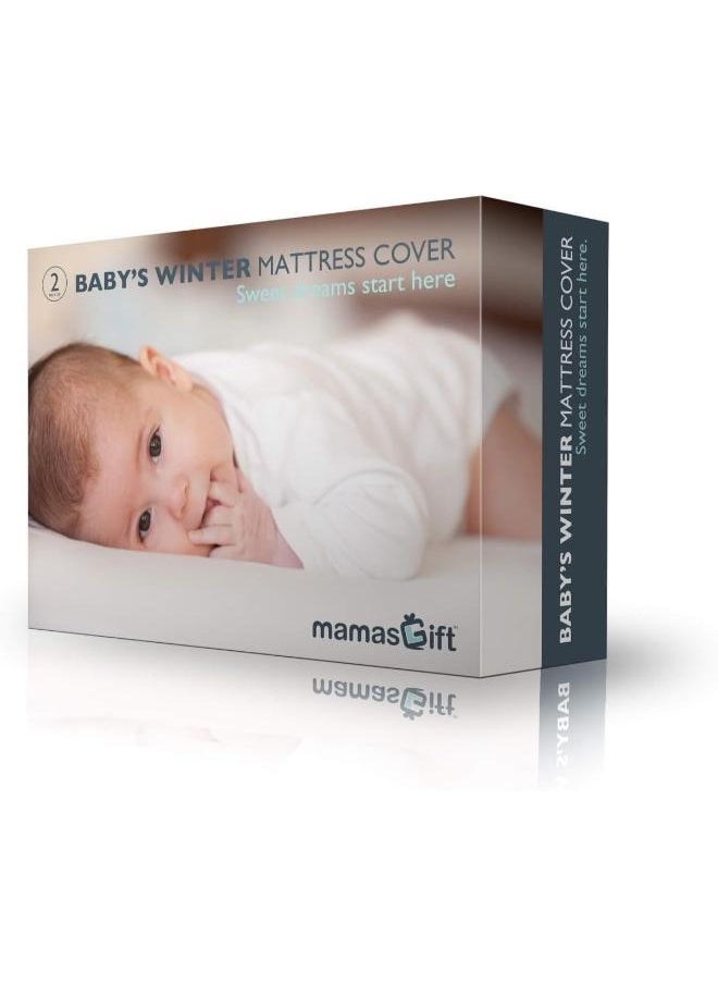 Mamas Gift Baby’s Winter Mattress Cover, 70 cm x 140 cm Size, White  - Image 1