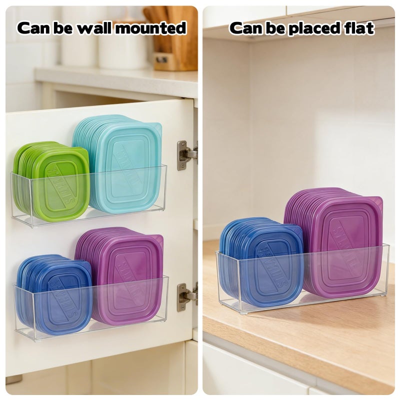Rainmae 2 Pack Kitchen Cabinet Door Organizer, Lid Organizer Inside Cabinet Wall Mounted Plastic Storage Box Stackable Under Sink Lunchbox Lid Container for Kitchen Bathroom Office Organization - Image 4