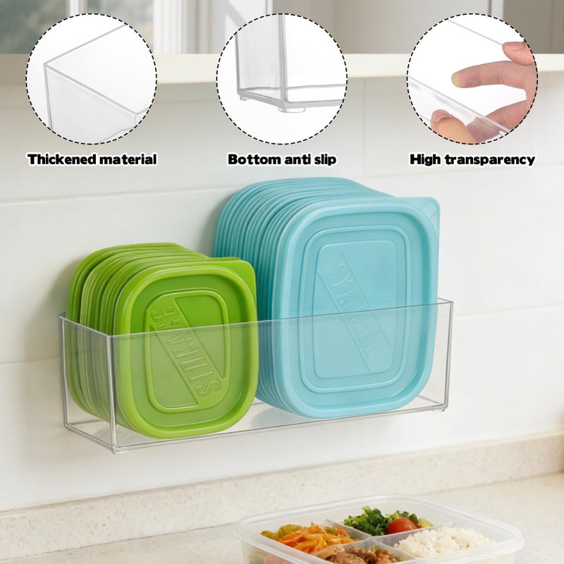 Rainmae 2 Pack Kitchen Cabinet Door Organizer, Lid Organizer Inside Cabinet Wall Mounted Plastic Storage Box Stackable Under Sink Lunchbox Lid Container for Kitchen Bathroom Office Organization - Image 3