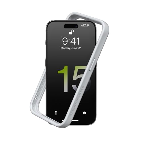 RhinoShield Bumper Case Compatible with iPhone 15 Pro CrashGuard Shock Absorbent Slim Design Protective Cover 35M 11ft Drop Protection Platinum Gray - Image 1
