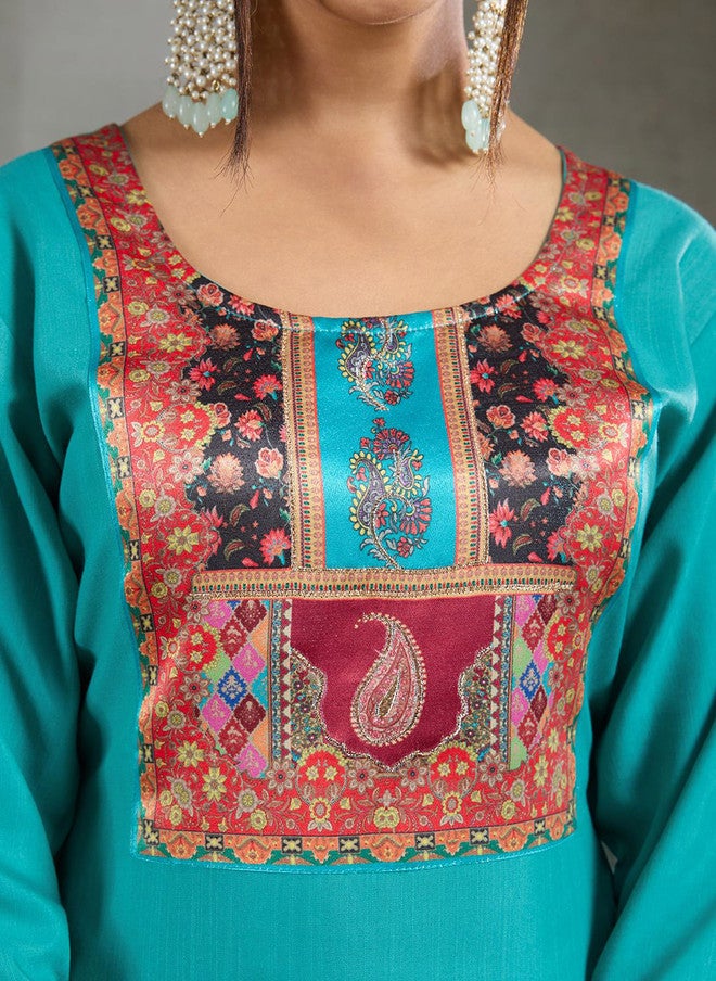 Women Basket Women Printed Regular Kurta with Trousers and Dupatta in Geometric Design - Image 2