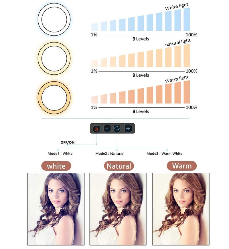 Osaka® 10" Professional LED Ring Light with Stand & Table Tripod for Mobile Phones & Camera, 3 Color Temperature Mode Lighting for Photo Shoot YouTube Video Shooting with Bluetooth for Andoid/iOS - Image 3