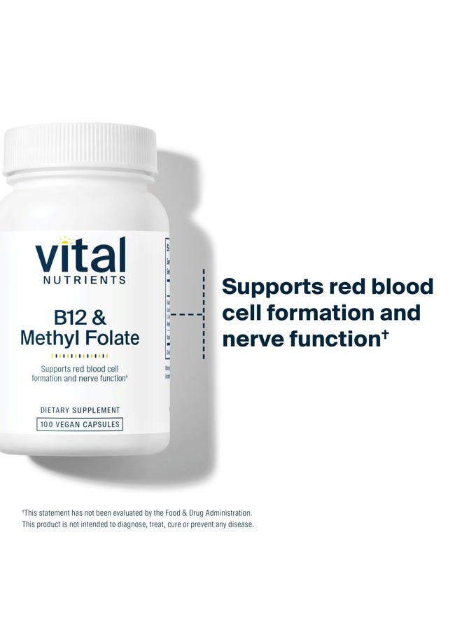 Vital Nutrients Vitamin B12 & Methyl Folate | Vegan Methylated Folate & B12 Supplement | 5-MTHF Plus B12 Supports Nervous System & Metabolism* | Gluten, Dairy, Soy Free | 100 Capsules - Image 3