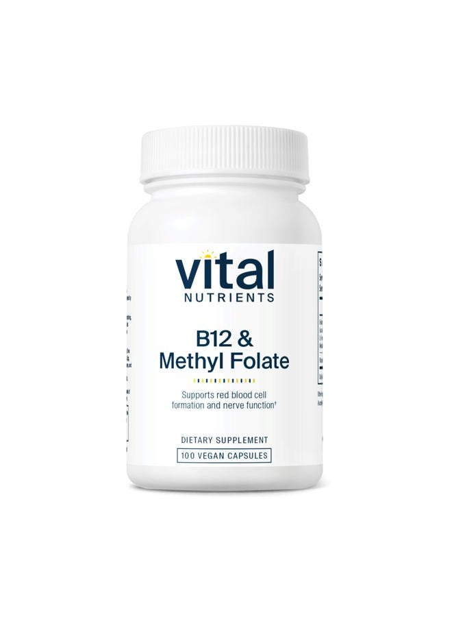Vital Nutrients Vitamin B12 & Methyl Folate | Vegan Methylated Folate & B12 Supplement | 5-MTHF Plus B12 Supports Nervous System & Metabolism* | Gluten, Dairy, Soy Free | 100 Capsules - Image 1