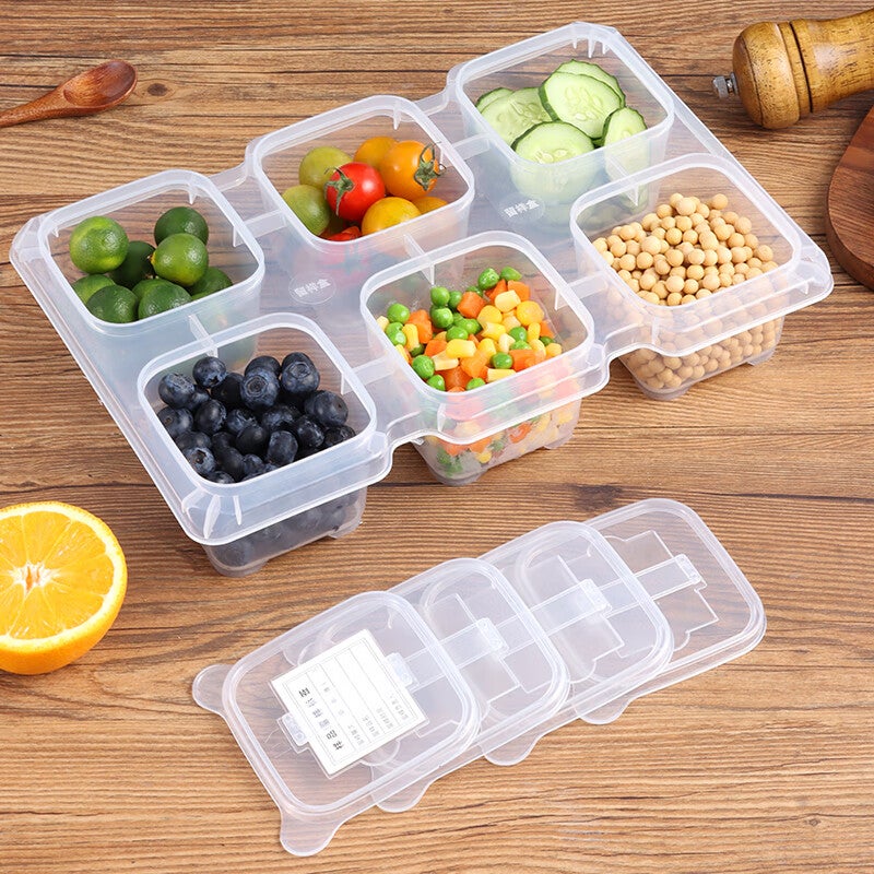 Baijie Food Sample Storage Box, Kindergarten School Hotel Fresh-Keeping Material Sampling Box, 6 Compartments Integrated (With Labels) - Image 3