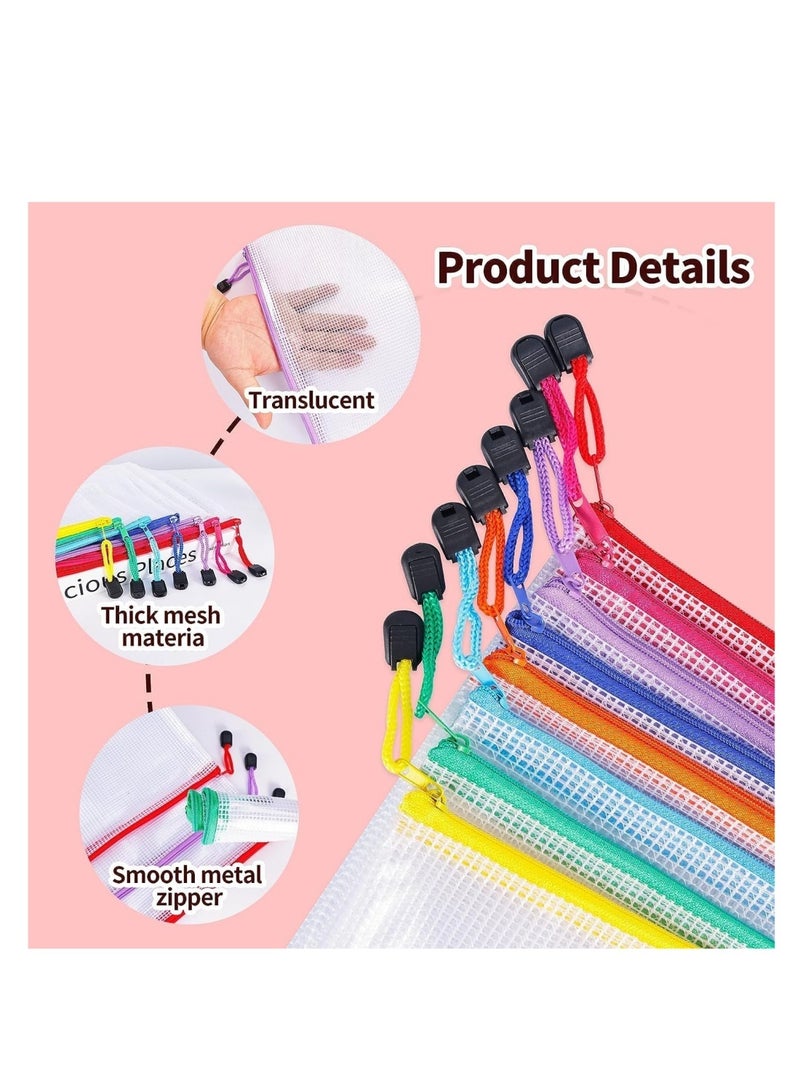 DAILYCHIC 24pcs Mesh Zipper Pouch Bags,8 Sizes Zipper Pouches for Organization, Waterproof Clear Travel Pouches,File Bag with Zipper for Office Supplies  - Image 3