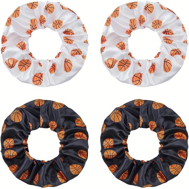 Basketball Hair Scrunchies for Sports Lovers Basketball Hair Accessories for Women Girls Basket Ball Accessories Sports Hair Ties for Girls Women Sport Hairbands Ponytail Holders 4pcs