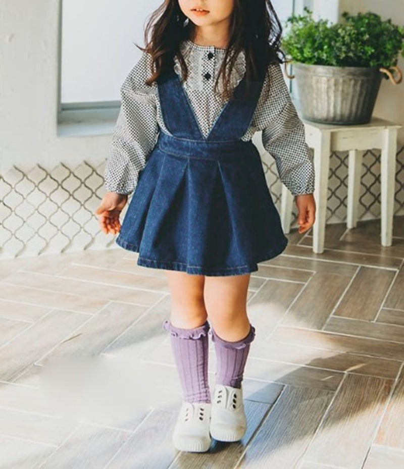 ZAXARRA Toddler Baby Girls Strap Suspender Skirt Overalls Dress Outfit (Blue, 6-12 Months) - Image 3