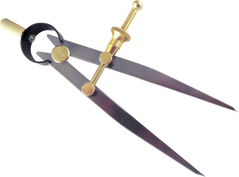 Taytools Toolmaker's “Yankee” Quick-Spring Nut, Rapid Adjust, Spring Dividers Calipers Compass, 0-4.25” / 108 mm Range, Brass Fulcrum and Fine Adjustment Mechanism, Flat Leg, C7-4 - Image 1