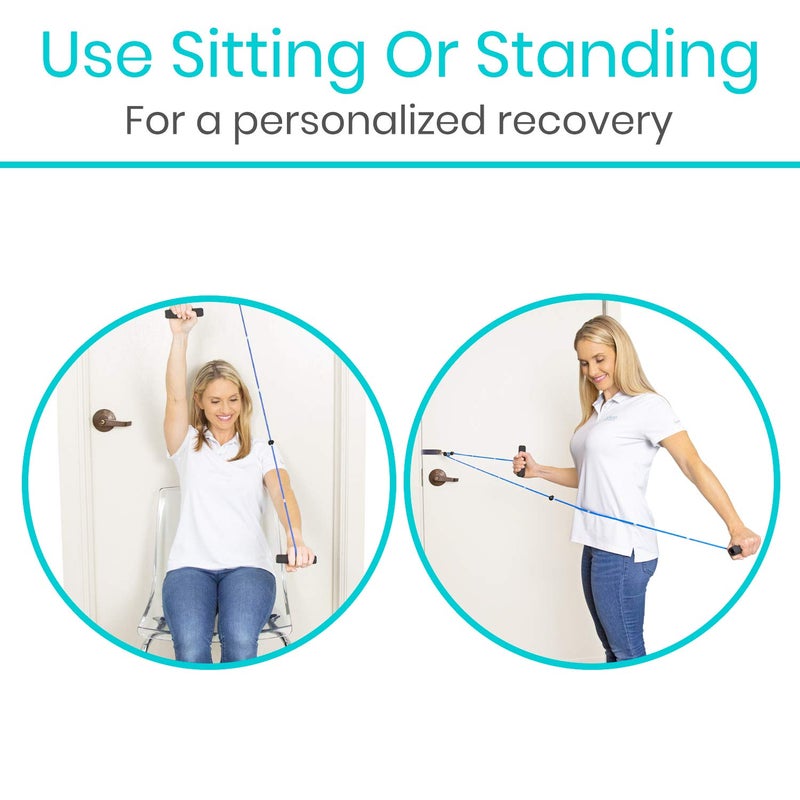 Vive Shoulder Pulley for Physical Therapy - Rotator Cuff Pain Pulley System - Over Door Rehab Exerciser - With Durable Metal Pulley & Comfortable Padded Handles (FSA/HSA Approved) - Image 5