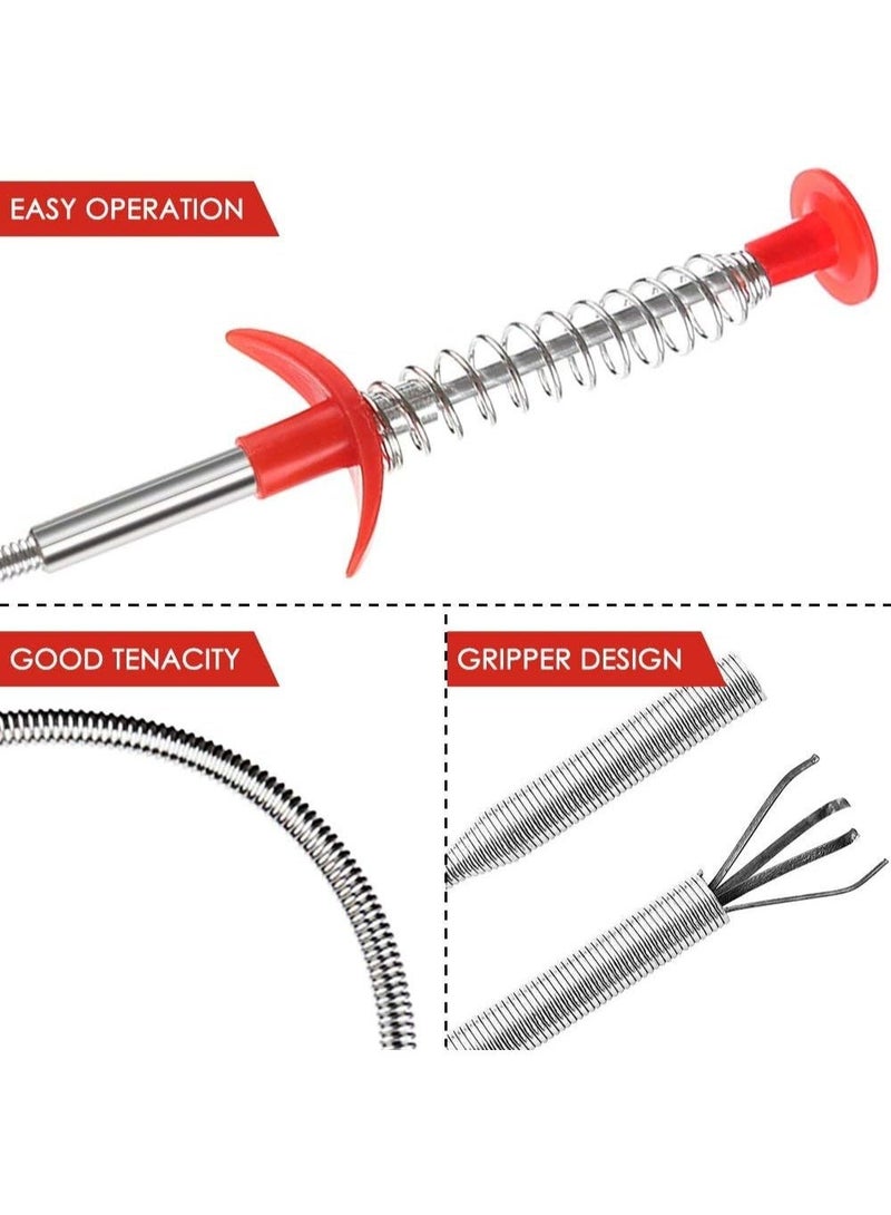 7 Pack Drain Snake Hair Clog Remover Tool Set, 2 Stainless Steel + 5 Plastic Sink Drain Cleaner, 20-24.5 Inch Flexible Drain Auger for Bathroom Kitchen Tub Pipe - Image 3