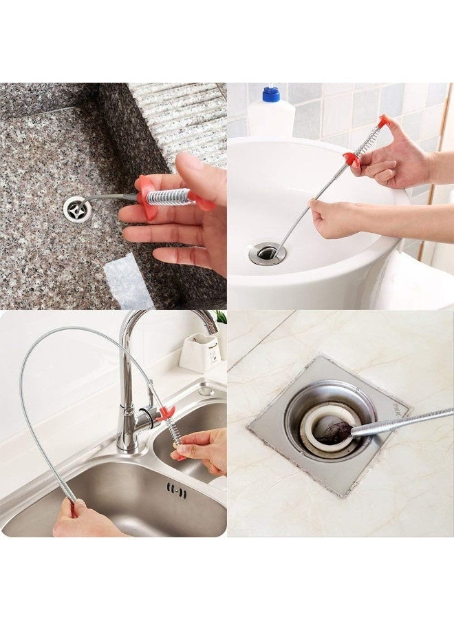 7 Pack Drain Snake Hair Clog Remover Tool Set, 2 Stainless Steel + 5 Plastic Sink Drain Cleaner, 20-24.5 Inch Flexible Drain Auger for Bathroom Kitchen Tub Pipe - Image 4