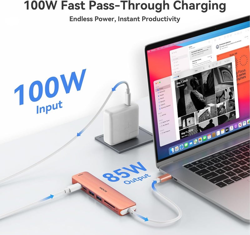 Mokin USB C Hub HDMI Adapter for MacBook Pro/Air, 7 in 1 USB C Dongle with HDMI, SD/TF Card Reader, USB C Data Port,100W PD, and 2 USB 3.0 Compatible for MacBook Pro/Air, Dell XPS, Lenovo Thinkpad. - Image 4