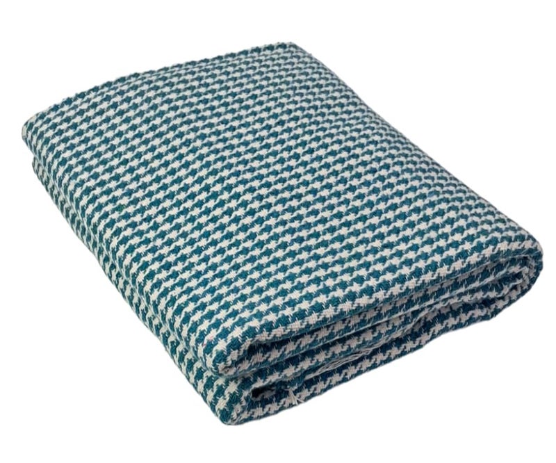 MAMRAJ The Handloom Story 100% Desi Thick & Heavy Khadi Cotton Soft Beautiful Khes/Comforter/Chadar/Single AC Blanket, Set of 1 Pc, Size- 255cm X 140cm (Skin Friendly, (Green Check) - Image 1