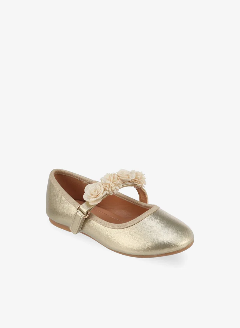 فلورا بيلا من شو إكسبرس Flora Bella Girls Floral Accent Hook & Loop Ballerina Shoes