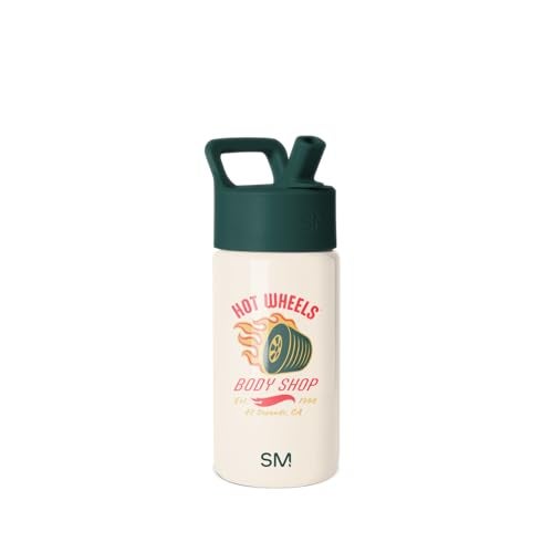 Simple Modern Hot Wheels Kids Water Bottle with Straw Lid 14oz Insulated Stainless Steel Kids Tumbler Spill Proof Toddler Cup for School Girls Boys Summit Body Shop - Image 1
