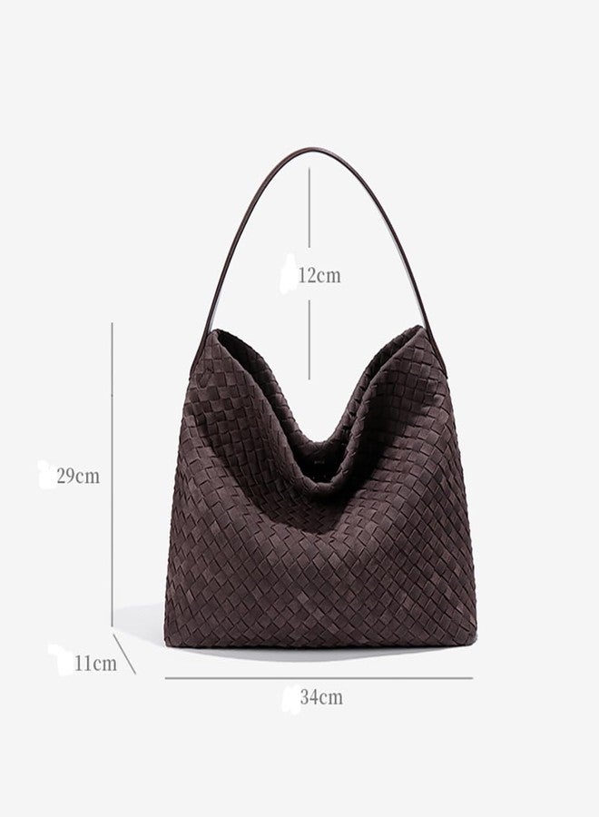 Dreubea Woven Tote Bag for Women, Elegant Minimalist Shoulder Handbag, Top Handle Purse for Daily Use Khaki - Image 4